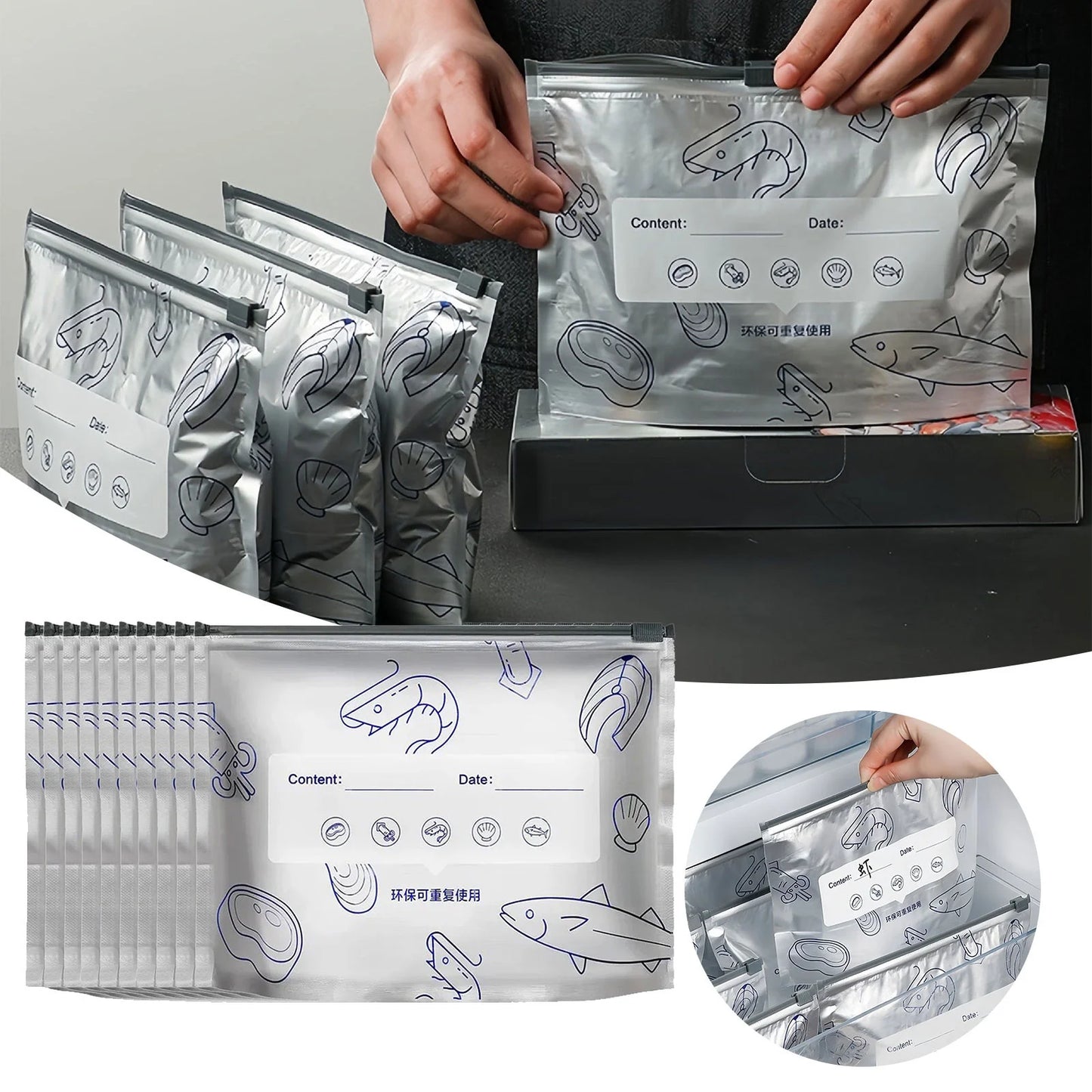 Reusable Aluminum Foil Sealable Storage Bags - 🔥 Pack of 20 Bags 🔥
